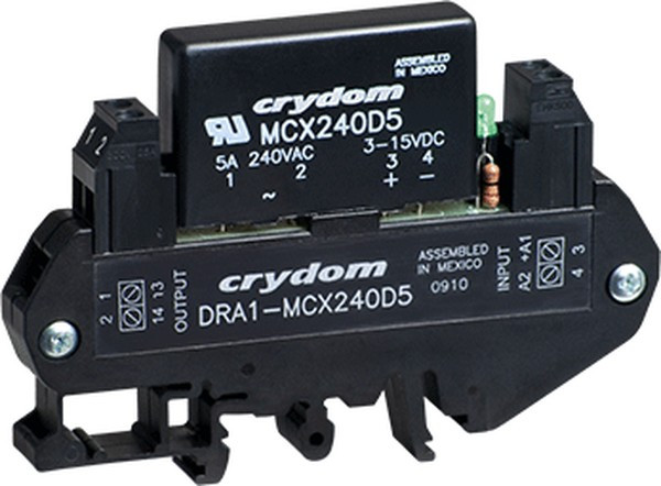 DRA1-MCXE240D5, DRA1-MCX Series Solid State Interface Relay, 32 V dc Control, 5 A rms Load, DIN Rail Mount