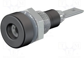 LB-I2R-21, Гнездо, "банан" 2мм, 10А, 23мм, черный, изолированный, 60ВDC, 30ВAC