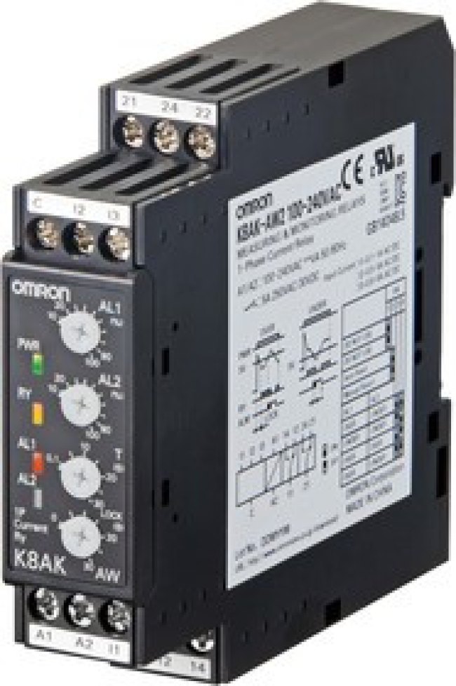 K8AK-AW1 24VAC/DC, Current Monitoring Relay, 1 Phase, SPDT, DIN Rail