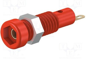 LB2-IF-22, Гнездо, "банан" 2мм, 10А, 23,3мм, красный, Покрытие: позолота