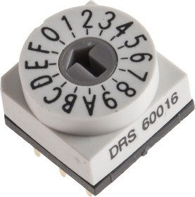 DRS60016, 16 Way Through Hole DIP Switch, Rotary Flush Actuator, IP67