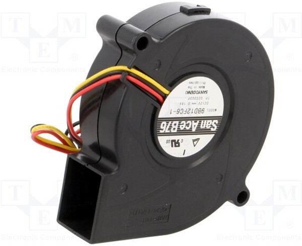 9BD12FC6-1, Blowers &amp; Centrifugal Fans DC Blower, 76x20mm, 12VDC, Tachometer