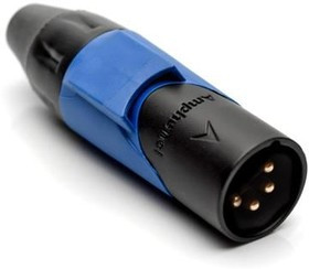 AX4MB6M-AU, XLR Connectors 4P PIN M PLUG BLKGLD W BLU MRK SLV