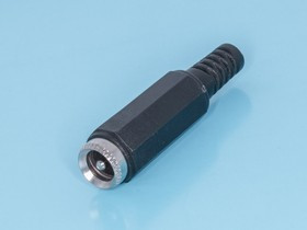 DJK-00A, Разъем питания штыревой 2,1х5,5мм, вилка на кабель с амортизатором