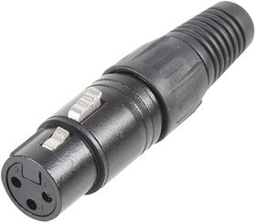 PLS00535, XLR Socket, 3 Pin, Black