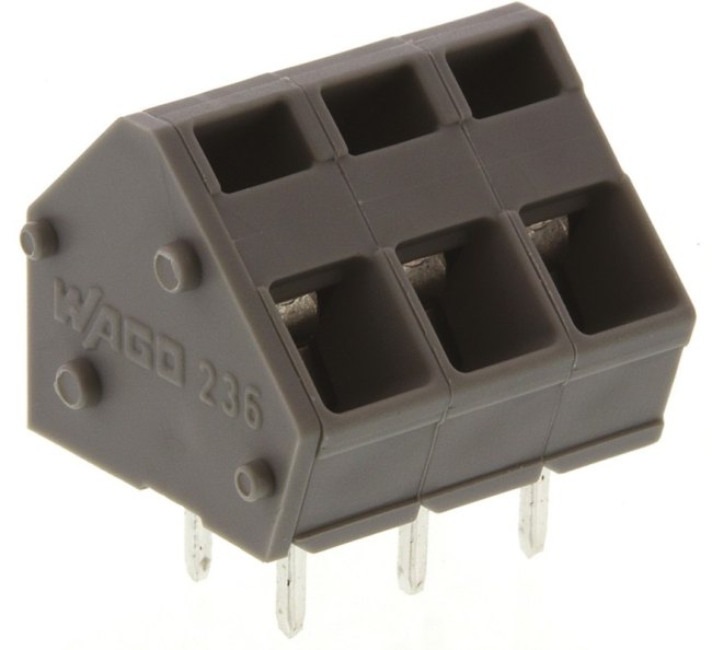 PCB terminal, 3 pole, pitch 5 mm, AWG 28-12, 24 A, cage clamp, gray, 236-403