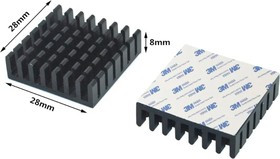 Аллюминиевый радиатор 28х28х8 мм с термоскотчем