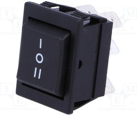 AE-C1570ALAAD, ROCKER; DP3T; Pos: 3; ON-OFF-ON; 16A/250VAC; 20A/28VDC; black; none