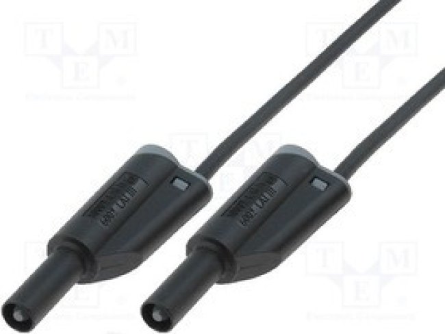 PJ2617-200-B, Измерительный провод, 36А, с осевым гнездом 4мм, Дл: 2м, черный