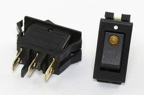 Переключатель клавишный, контакты 3T, 10А, ON-OFF, подсветка ILкрасная светодиодная , IRS-1E-2C