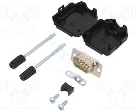 DPPK09-BK-DBP-W-K, Разъем D-Sub; PIN: 9; вилка; "папа"; пайка; на провод; белый