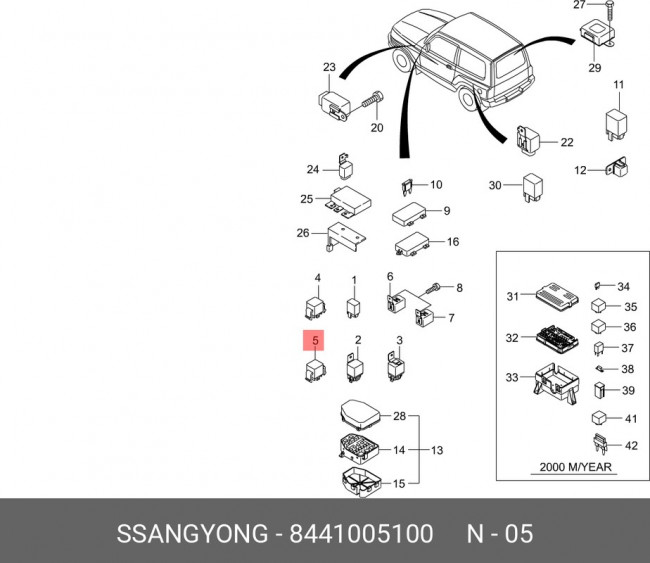 8441005100, Реле поворота SSANGYONG Musso,Istana,Korando OE