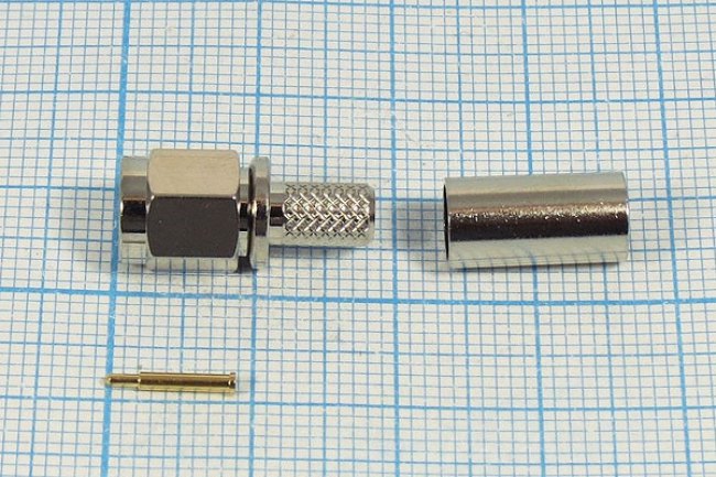 Высокочастотный разъем (штекер) SMA, для кабеля RG58 под обжим; Q-1225 Z штек SMA\RG58\\обж\QSMAZ-C58P Высокочастотный разъем (штекер) SMA, для кабеля RG58 под обжим; Q-1225 Z штек SMA\RG58\\обж\QSMAZ-C58P