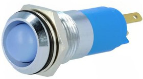 SWBU14424A, Индикат.лампа: LED, вогнутый, голубой, 24-28ВDC, 24-28ВAC, d14,2мм