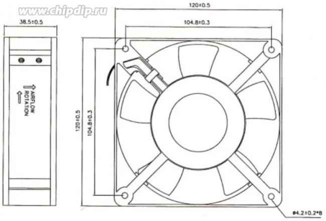 Вентилятор KAKU КA1238XA2 120х120х38 220V 21W