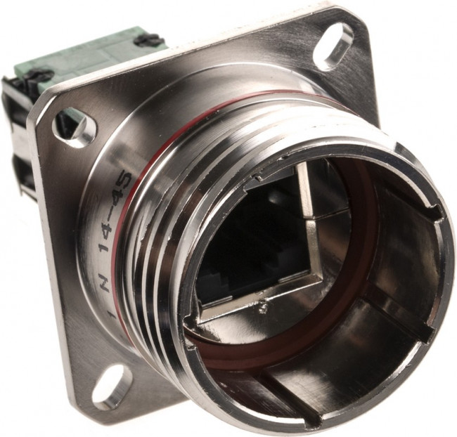 RJFTV21N, Modular Connectors / Ethernet Connectors Female RJ45 Nickel Sq Flange Receptacle