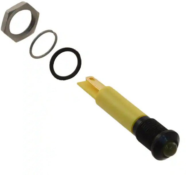 Q8P1CXXY24E, LED Indicator, Solder Lug / Faston 2.8 x 0.8 mm, Fixed, Yellow, DC, 24V