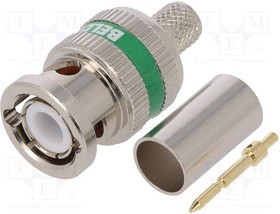 1694ABHD3, Вилка, BNC, "папа", 75Ом, RG6, обжим, на провод, позолота