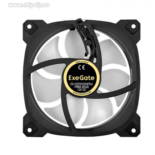 EX295970RUS, Вентилятор 12В DC с подсветкой ExeGate EX12025H3P4PSU-PWM.ARGB (120x120x25 мм, Hydraulic bearing (гидродинамический), 5V ARGB 3 EX295970RUS, Вентилятор 12В DC с подсветкой ExeGate EX12025H3P4PSU-PWM.ARGB (120x120x25 мм, Hydraulic bearing (гидродинамический), 5V ARGB 3