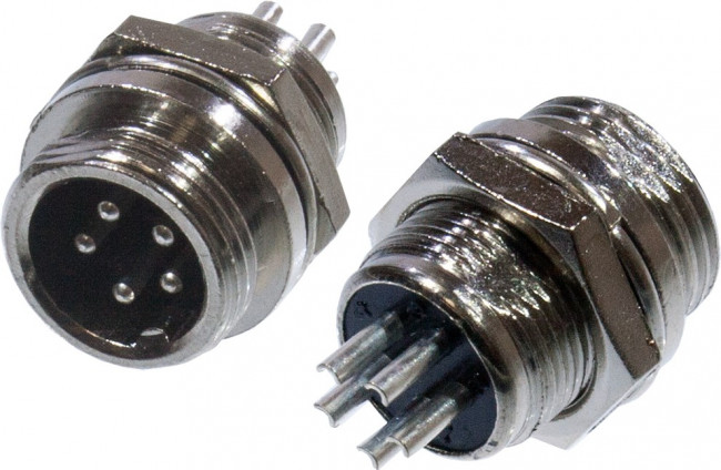 1-566-5, Разъем MIC-12 5 контактов штекер металл на корпус