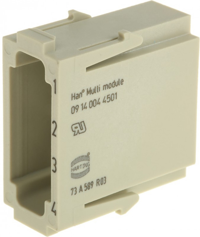 09 14 004 4501, Разъем для тяжелых условий, DIN 41626, Серия Han-Modular, Module, 4 Contacts, Штекер