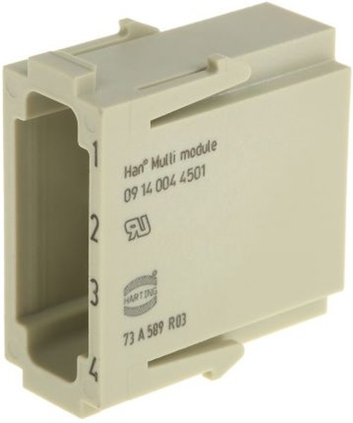 09 14 004 4501, Разъем для тяжелых условий, DIN 41626, Серия Han-Modular, Module, 4 Contacts, Штекер