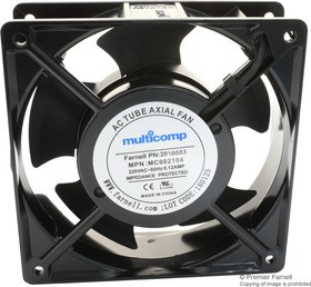 MC002104, AC Axial Fan, 220 В, Square, 120 мм, 38 мм, Качения, 92 фут³/мин