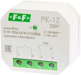 PK-1Z-230, Реле электромагнитное 100-265 AC/DC , 16 А, 1 переключающий