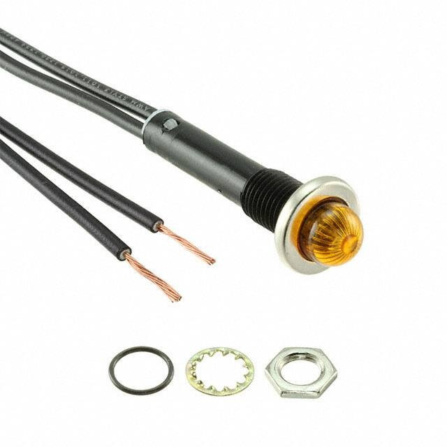 75R-2213, Panel Mount Indicator Lamps PMI RND .375" Neon 125V Wire AMB Ni