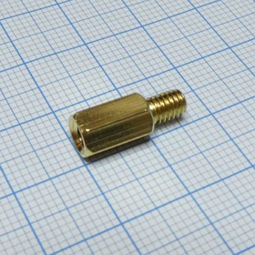 KLS8-DBL-M4-E6.0-L10.0, Стойки латунные, без покрытия шестигранные М4 отверстие-винт KLS8-DBL-M4-E6.0-L10.0, Стойки латунные, без покрытия шестигранные М4 отверстие-винт