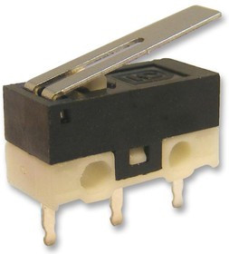 DM1-01P-30-3, Микропереключатель, Субминиатюрный, Короткий Рычаг, SPDT, Пайка, 1 А, 5 В DC