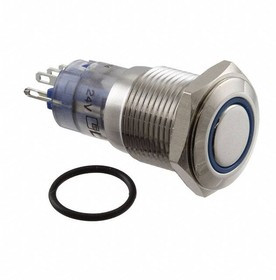 PV3WF2B0SS-345, Pushbutton Switches Illuminated, Sealed, Long Life Anti-vandal Switch, Waterproof Long Body Flat Actuator Solder Terminal On