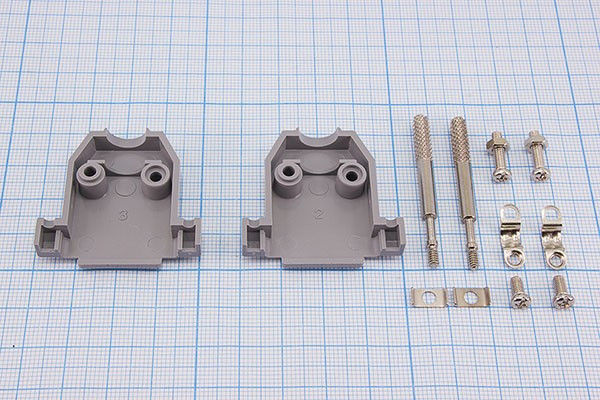 Кожух D-SUB, 15P, пластик, серый, винт, дл винт, DPT-15C, CONNFLY; №1567 C кожух D-SUB\15P\пл\сер\винт\дл винт\DPT-15C\CONNFL