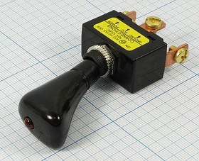 Выключатель рычажный, 12В, 50А, ON-OFF, d12,2, с подсветкой СД красный, 3Cвинт, R13-401A; №10932 ПРыч\ 12В\50А\ON-OFF\ d12,2\ILСДкр\ 3Cвинт\