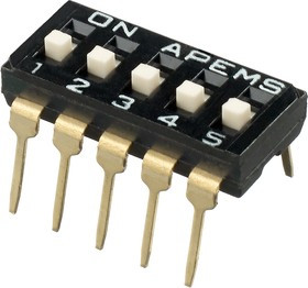 IKD0500101, 5 Way Through Hole DIP Switch SPST, Raised Actuator Slide Actuator