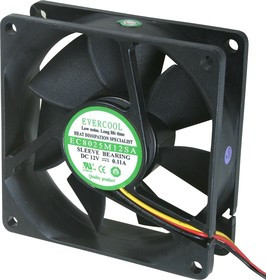 EC8025M12SA, Вентилятор 12 в, 80х80х25мм , подш. скольжения, 2500 об/мин