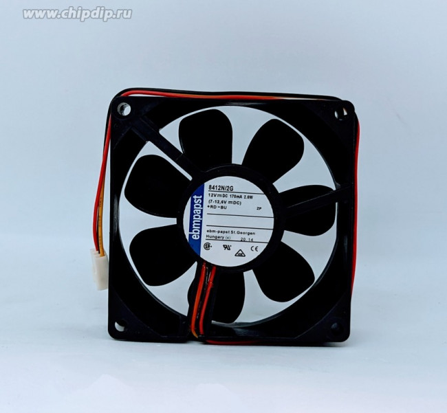 8412N/2G, 8400 N Series Axial Fan, 12 V dc, DC Operation, 69m³/h, 2W, 167mA Max, 80 x 80 x 25mm 8412N/2G, 8400 N Series Axial Fan, 12 V dc, DC Operation, 69m³/h, 2W, 167mA Max, 80 x 80 x 25mm