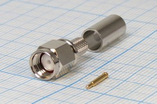 Высокочастотный разъем (штекер) SMA, для кабеля RG58 под обжим; № 1225 Z шт SMA\RG58\\обж\QSMAZ-C58P