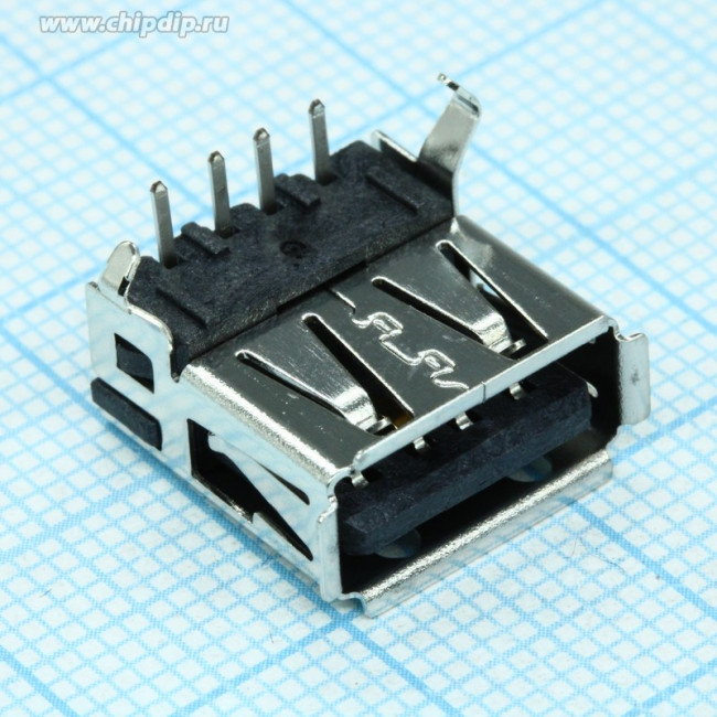 292303-4, Right Angle, Through Hole, Socket Type A 2.0 USB Connector