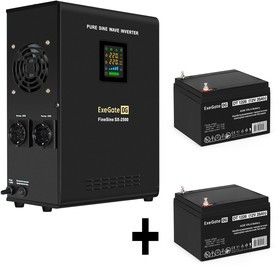 EX296608RUS, Комплект ИБП EX296002RUS + батарея 26Aч EX282970RUS 2шт (инвертор, синус, для котла, настенный) ExeGate FineSine SX-2500.LCD.AV
