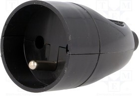 GN-171/BK, Разъем: питания AC, "мама", гнездо, 2P+PE, 250ВAC, 16А, черный