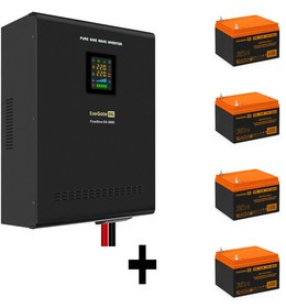 EX296655RUS, Комплект ИБП EX296004RUS + батарея 26Aч EX285663RUS 4шт (инвертор, синус, для котла, настенный) ExeGate FineSine SX-5000.LCD.AV