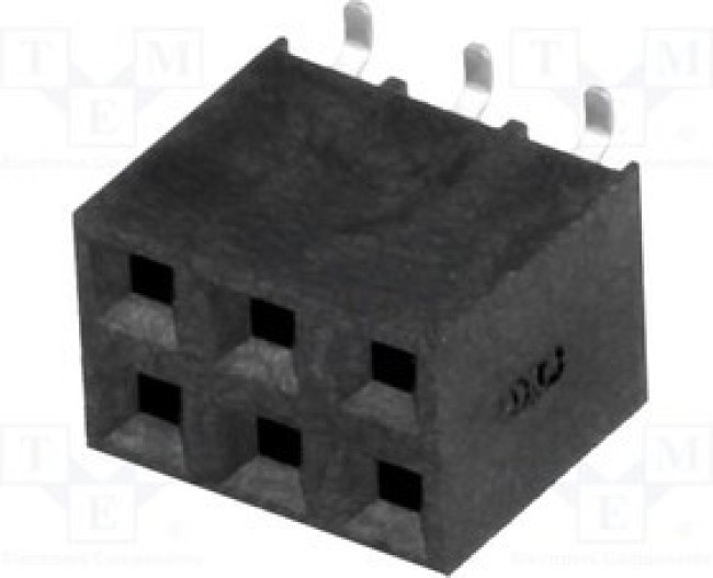 ZL264-6DG, Гнездо, штыревой, "мама", PIN: 6, вертикальный, 2,54мм, SMT, 2x3