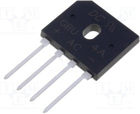 GBU4A, Диодный мост: однофазный, Urmax: 50В, If: 4А, Ifsm: 140А, V: плоские