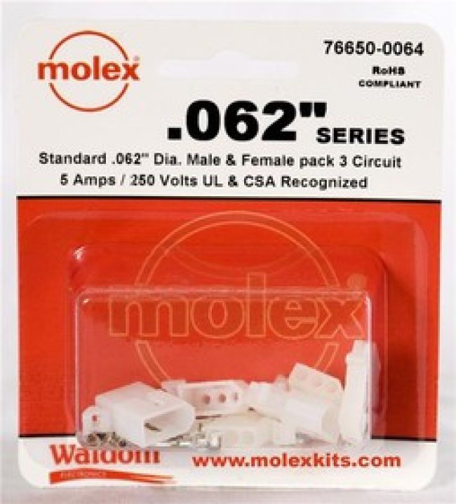 76650-0064, Pin &amp; Socket Connectors .062 Connector Kit Pnl Mnt Plug Recp 3P