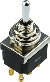 FTS0904, Toggle Switch, Panel Mount, (On)-Off-(On), DPDT, Solder Terminal, 125V ac FTS0904, Toggle Switch, Panel Mount, (On)-Off-(On), DPDT, Solder Terminal, 125V ac