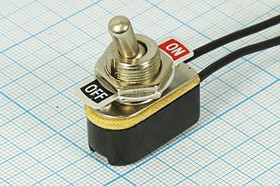 Выключатель рычажный, 220В, 3А, ON-OFF, d12,2, металл, 2L, KNS-1; №299 ПРыч\220В\ 3А\ON-OFF\d12,2\мет\ 2L\KNS-1\