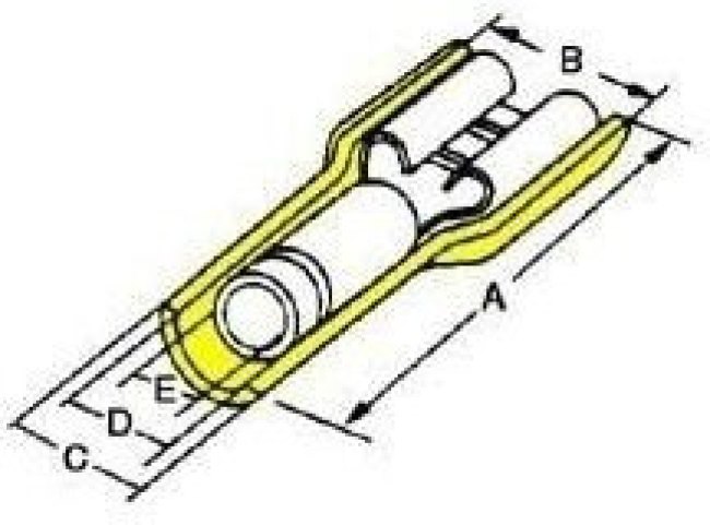 19600-1306, Terminals FREC DSC 2X16 250X032 NYL YEL