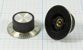 Ручка, внутренний диаметр d6,3, размер 37x15,5, пластик, черный/металл, винт, KN-139A(0-10)