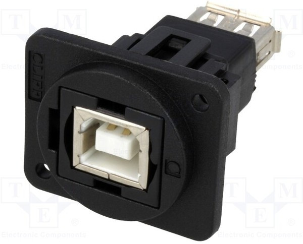 CP30207NX, Соединитель, гнездо USB A, гнездо USB B, FT, USB 2.0, пластик